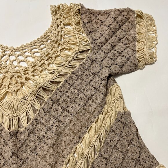 Umgee USA Crochet Lace open knit Top sz M Boho Fairy Whimsy Cottagecore Coquette - Picture 3 of 12